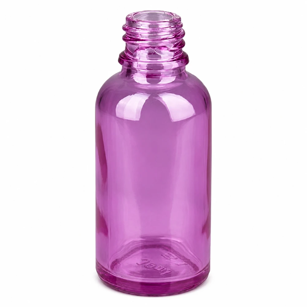 Flacon transparent violet 30ml à filetage standard pour les soins de la peau faits maison