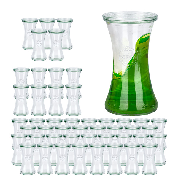 Set de 48 bocaux Weck de 200 ml avec 48 couvercles en verre Set de 48 bocaux Weck de 200 ml avec 48 couvercles en verre