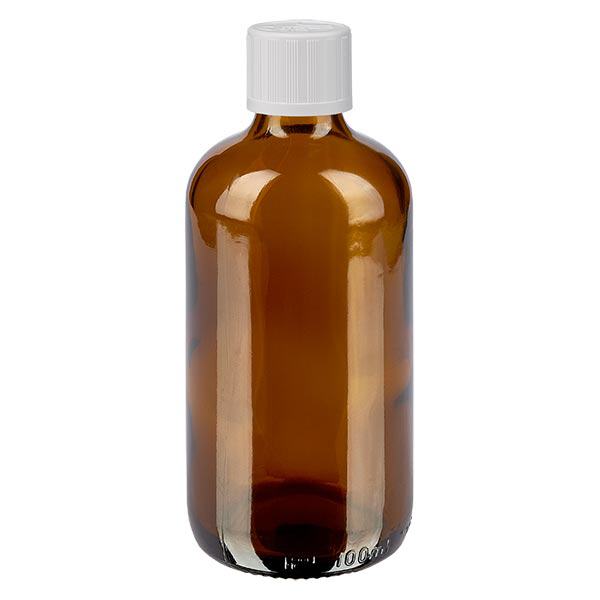 Flacon à pharmacie brun 100ml bouchon compte-gouttes blanc sécurité enfant std Flacon à pharmacie brun 100ml bouchon compte-gouttes blanc sécurité enfant std