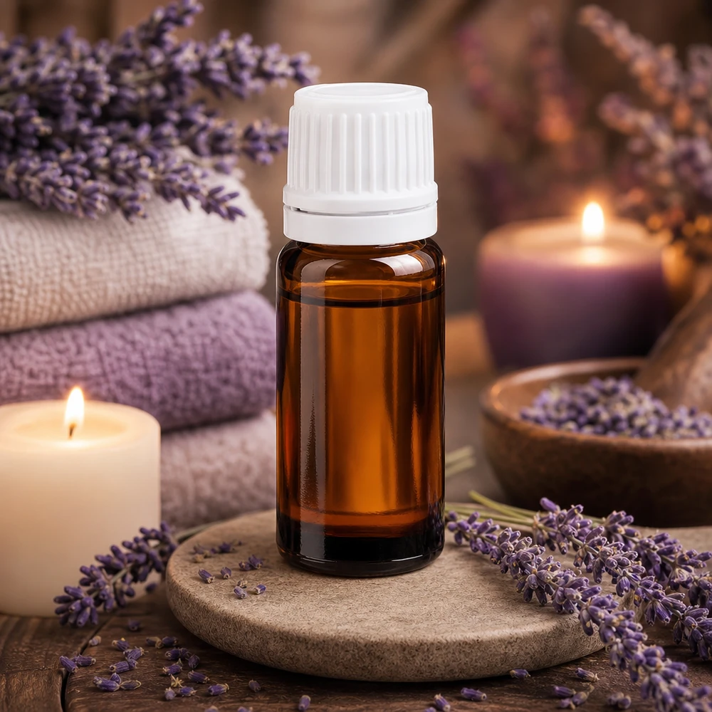 Flacon de pharmacie compact de 10 ml en verre ambré, idéal pour l'huile de lavande et les cosmétiques naturels