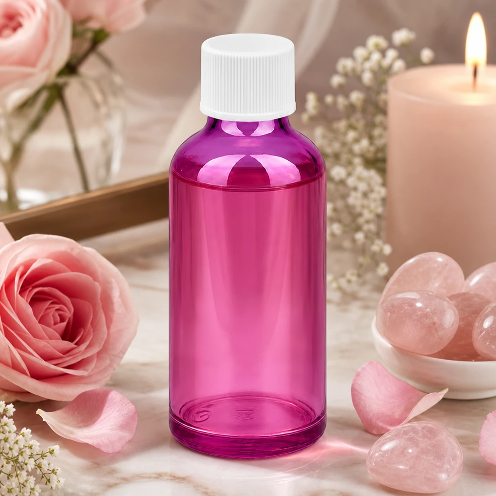 Elégant flacon cosmétique de 50ml en verre violet anti-UV pour des traitements de beauté de haute qualité