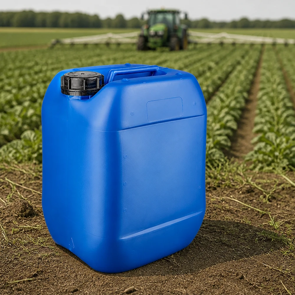 Bidon 10 litres bleu avec bouchon à vis OV Bidon rectangulaire en plastique de 10 litres, bleu, avec poignée de transport ergonomique et bouchon OV