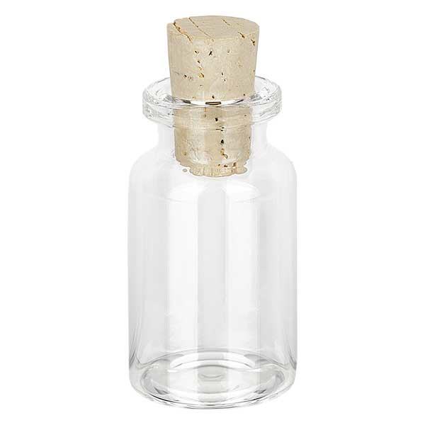Flacon en verre clair 10 ml avec bouchon de liège 11/14 mm Flacon en verre clair 10 ml avec bouchon de liège 11/14 mm