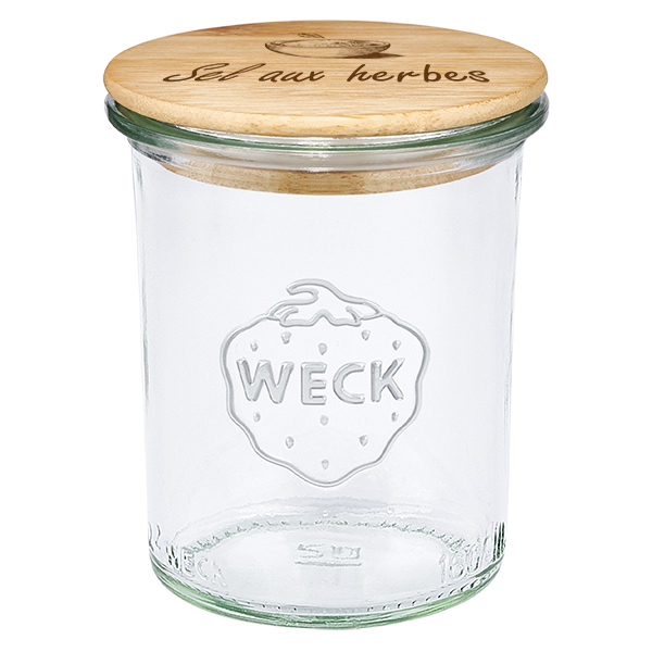 Coffret en bois « Sel aux herbes » avec verre WECK reverdi Coffret en bois « Sel aux herbes » avec verre WECK reverdi