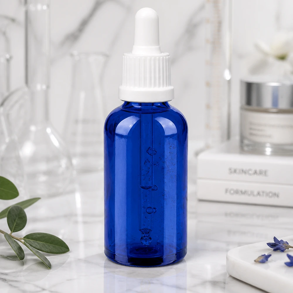 Flacon à pipette 50ml blanc OV BlueLine UT18/50 Bouteille à pipette pratique de 50 ml OV BlueLine UT18/50 en verre robuste pour le laboratoire et la cosmétique
