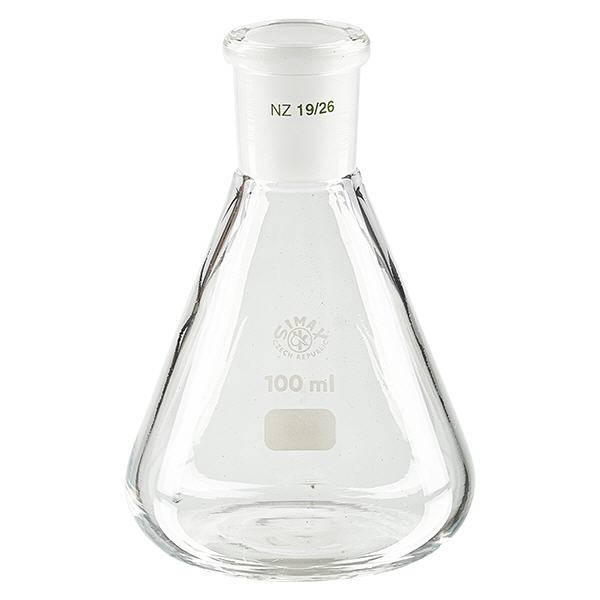 Erlenmeyer 100 ml col étroit, verre borosilicate à rodage normalisé 19/26