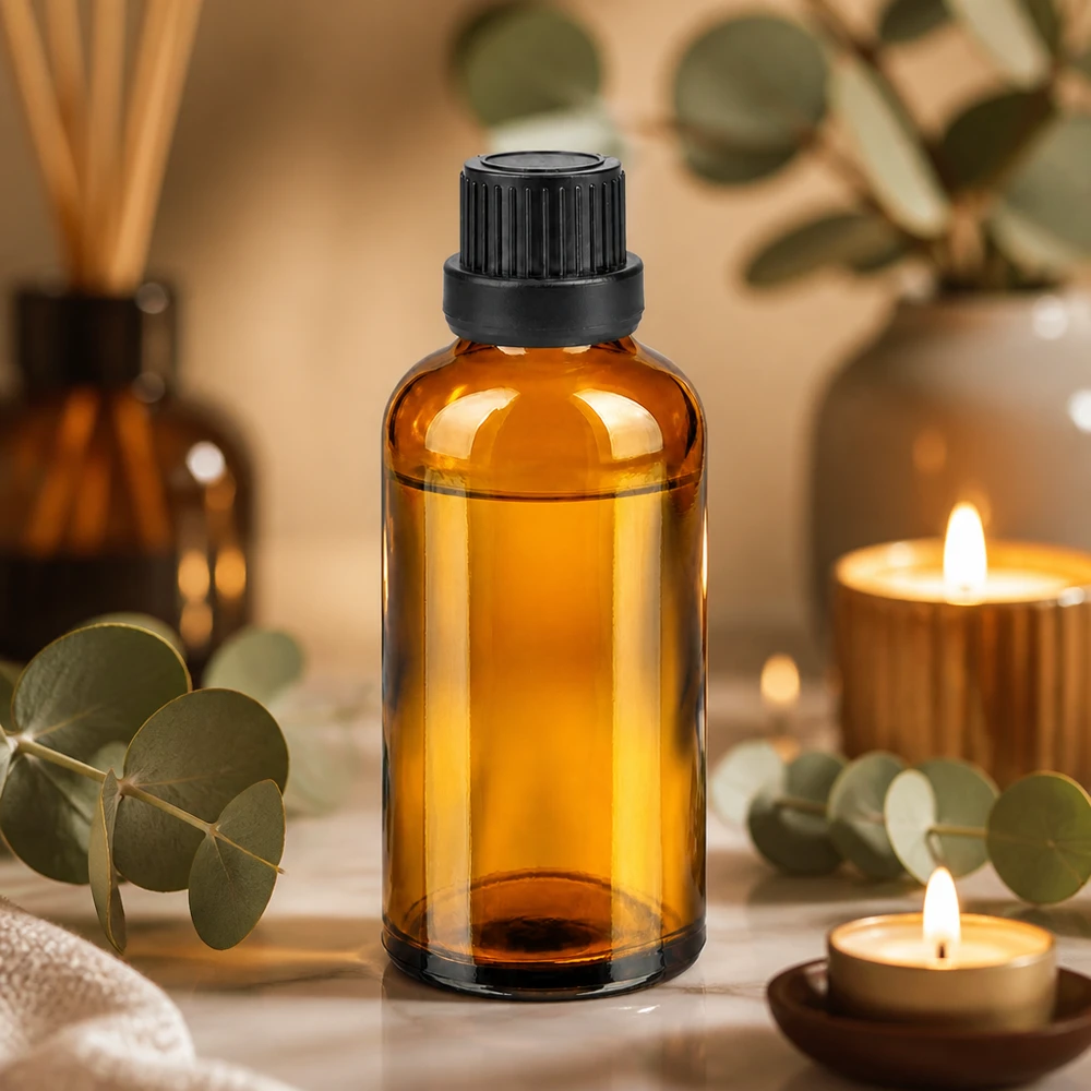 Flacon 50ml 11mm SV noir OV BrownLine UT18/50 Flacon en verre brun de 50ml protégé de la lumière avec bouchon à vis étanche pour sérums et teintures