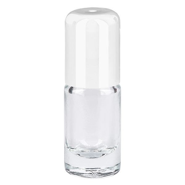 Flacon de pharmacie transparent 5ml roll-on bouchon blanc