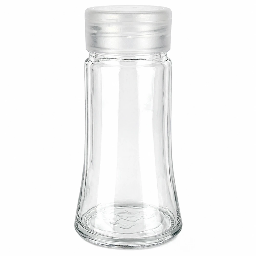 Pot à sel/épices 95 ml avec saupoudreuse, blanc Bocal à sel vide de 95 ml avec couvercle en plastique blanc, sur fond blanc