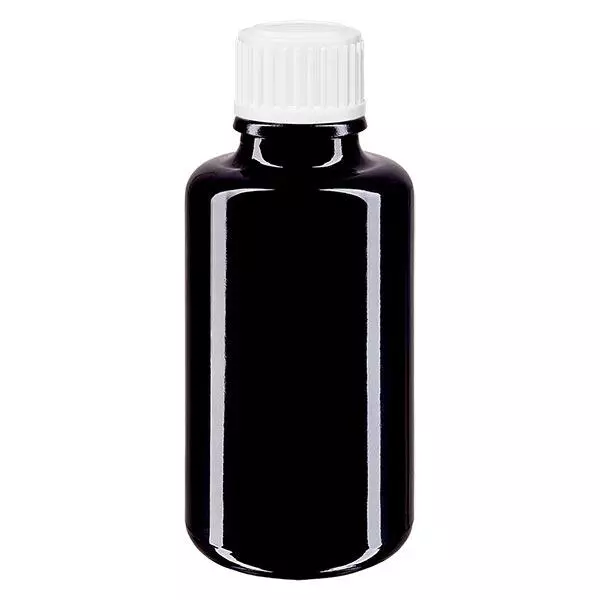 Bouteille de pharmacie viol. 30ml gouttev. blanc 0.8mm pc Bouteille de pharmacie viol. 30ml gouttev. blanc 0.8mm pc