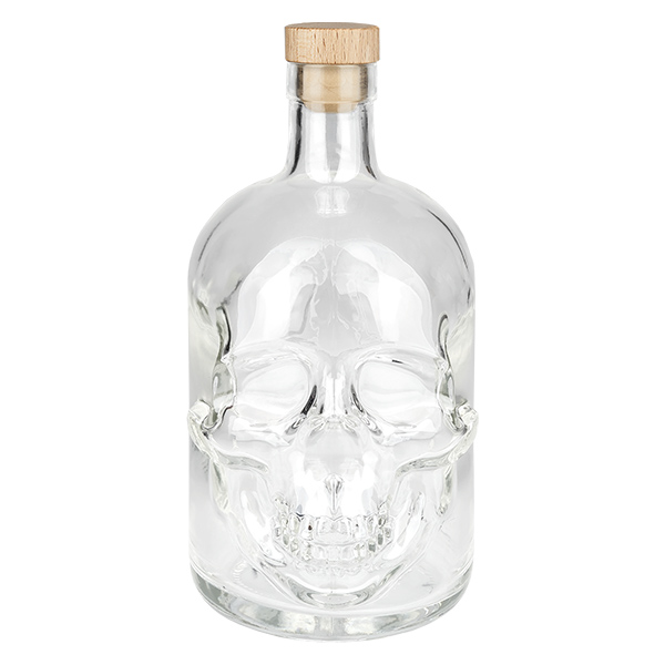 Bouteille en verre 700 ml « Pirate » avec bouchon en bois UNiTWIST®