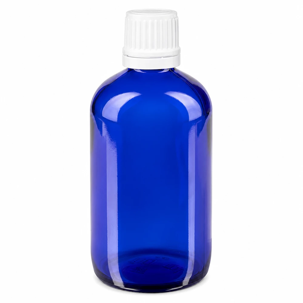 Flacon à pharmacie bleu 20ml Bouchon compte-gouttes blanc Sens de l'enfant Standard Flacon compte-gouttes bleu cobalt en verre d'apothicaire avec bouchon KiSi blanc et ouverture de 1,2 mm