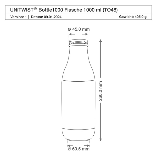 1000ml Bouteille sans bouchon (TO48) UNiTWIST