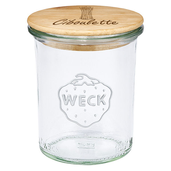 Paire en bois « Ciboulette » avec bordure WECK 160 ml