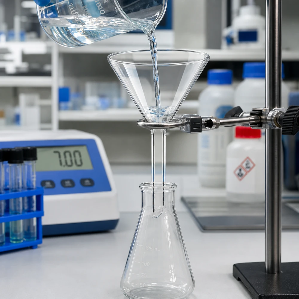 Entonnoir Ø 60mm - verre sodocalcique - angle 60° Entonnoir en verre sodo-calcique résistant aux produits chimiques avec manche court compact pour un travail de laboratoire en toute sécurité