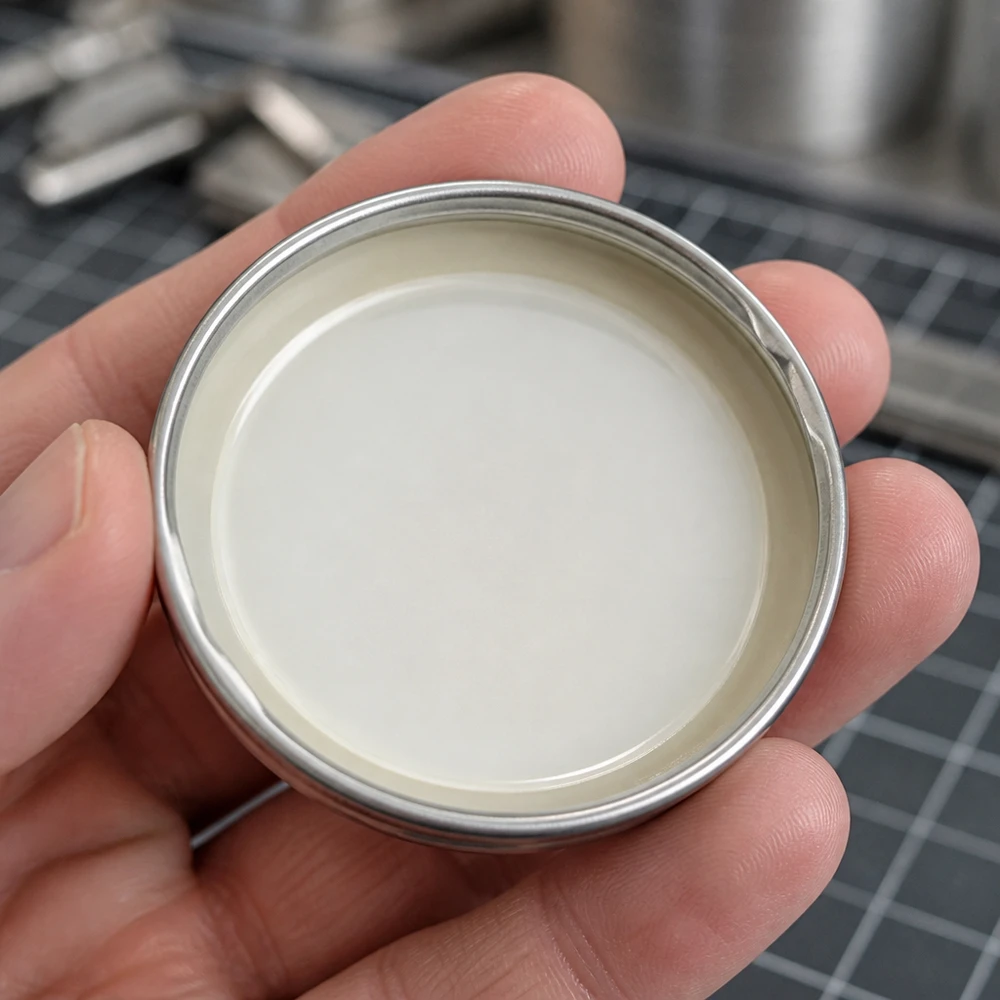 Couvercle BasicSeal TO100 de 100 mm, argent, surface d'étanchéité blanc crème, sur tapis de découpe