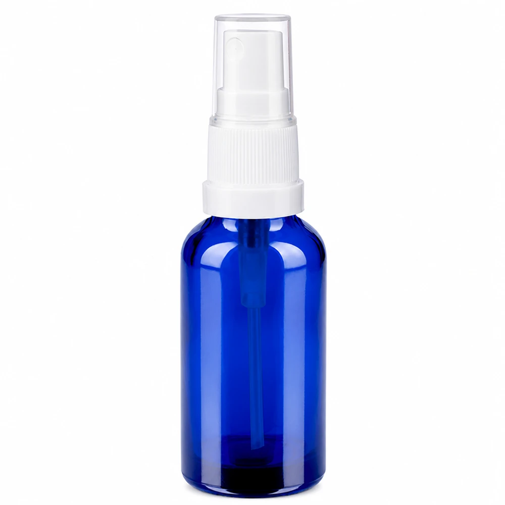 Vaporisateur 30ml blanc/tr. STD BlueLine UT18/30 Flacon vaporisateur de haute qualité en verre bleu avec vaporisateur blanc contenu 30ml