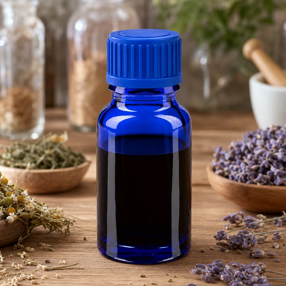 Flacon de 10ml 11mm SV bleu STD BlueLine UT18/10 Bouteille en verre de 10 ml avec une surface mate d'un bleu profond pour un stockage élégant