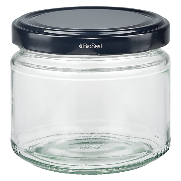 330ml Verre rond avec couvercle BioSeal noir UNiTWIST