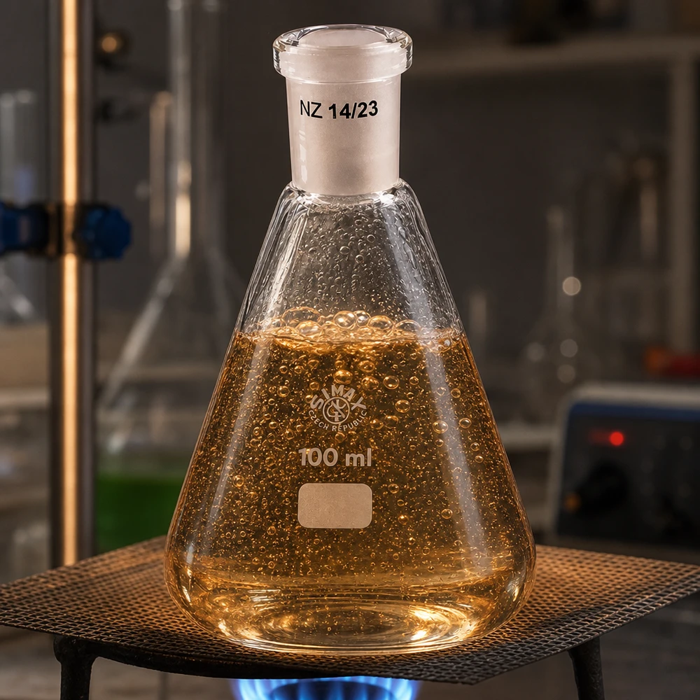 Erlenmeyer 100 ml col étroit, verre borosilicate avec rodage normalisé 14/23 Erlenmeyer 100 ml col étroit, verre borosilicate avec rodage normalisé 14/23