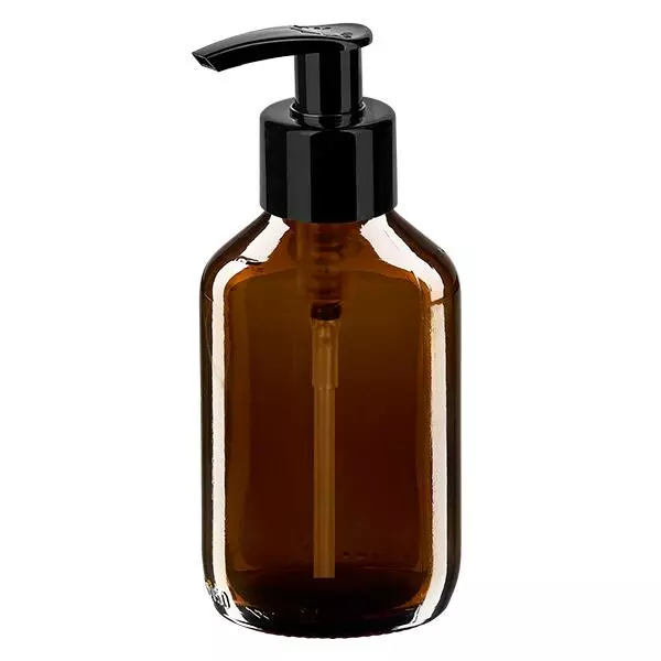 Flacon médical de 150ml brun, avec pompe distributrice noire ApoGl Flacon médical de 150ml brun, avec pompe distributrice noire ApoGl