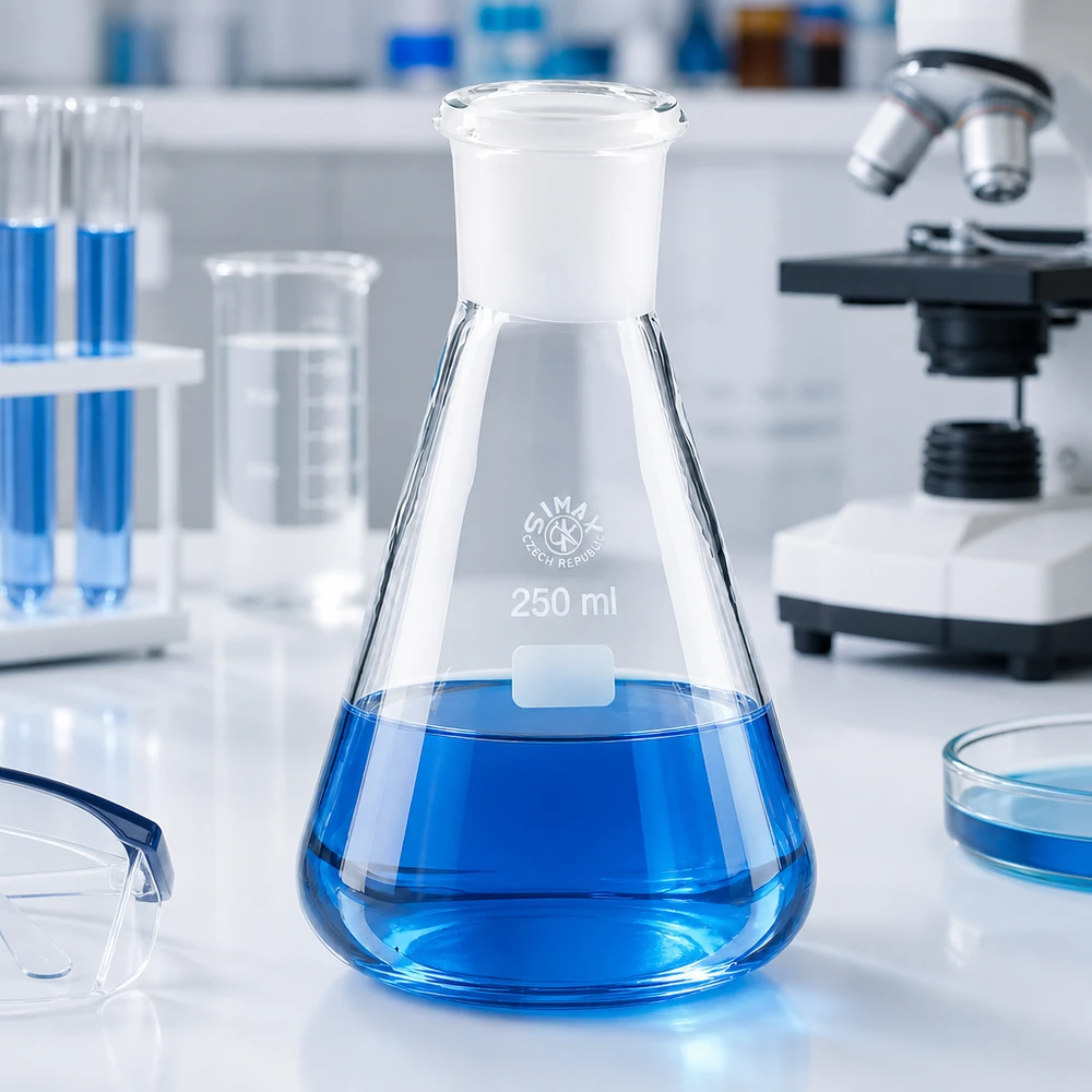 Erlenmeyer 250 ml col étroit, verre borosilicate avec rodage normalisé 29/32 Erlenmeyer 250 ml col étroit, verre borosilicate avec rodage normalisé 29/32
