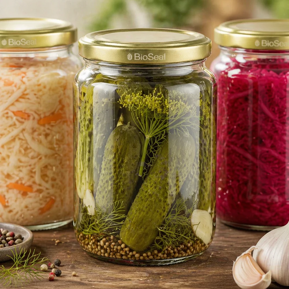 Kit de pots de miel BioSeal de 1000 g avec cornichons marinés Choucroute et confiture montre de multiples applications de mise en conserve