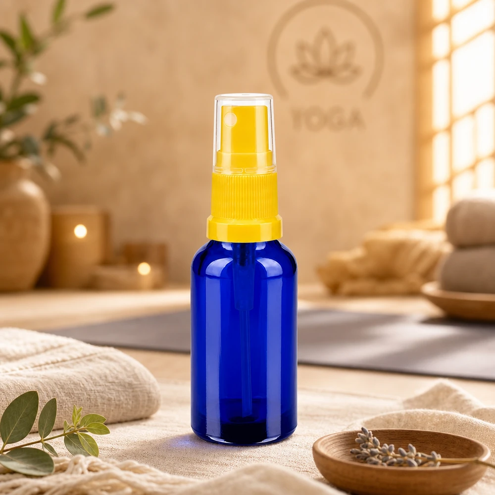 Vaporisateur 30ml jaune/tr. STD BlueLine UT18/30 Vaporisateur pratique de 30 ml avec bouchon anti-fuite pour les voyages