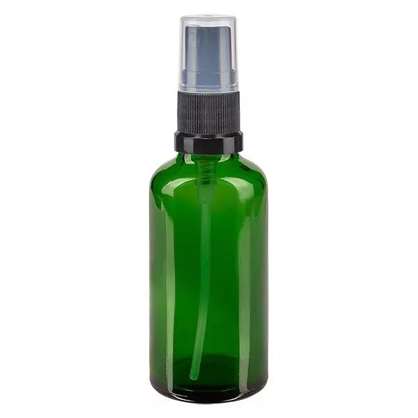 Flacon à pharmacie vert 50ml embout spray noir Flacon à pharmacie vert 50ml embout spray noir