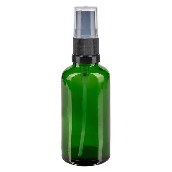 Flacon à pharmacie vert 50ml embout spray noir Flacon à pharmacie vert 50ml embout spray noir