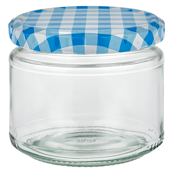 330ml Verre rond avec couvercle BasicSeal bleu/blanc UNiTWIST