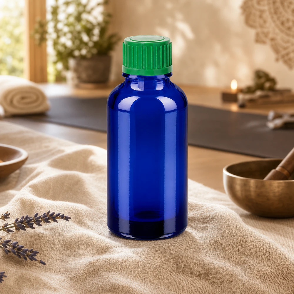 Flacon compte-goutte 30ml 0.8mm vert STD BlueLine UT18/30 Flacon compte-gouttes bleu protégé de la lumière 30ml idéal pour les substances sensibles à la lumière