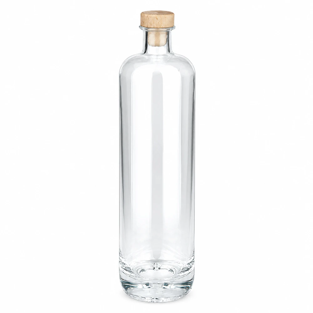 Bouteille en verre de 700ml Ella avec bouchon à poignée en bois UNiTWIST transparent vide Photo du produit sur fond blanc