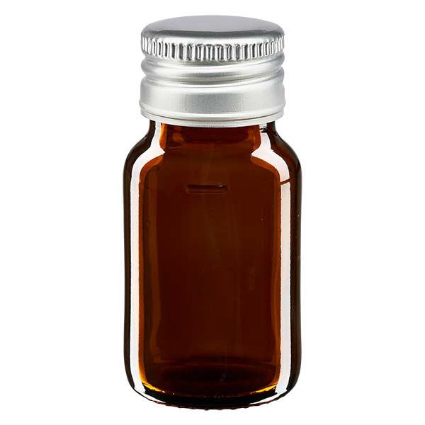 Flacon médical de 30ml brun avec bouchon en aluminium argenté