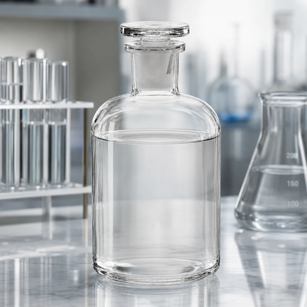 Flacon pharmaceutique 500 ml col étroit en verre clair + bouchon Flacon de 500 ml en verre transparent à col étroit, muni d'un bouchon en verre, destiné à un usage en laboratoire
