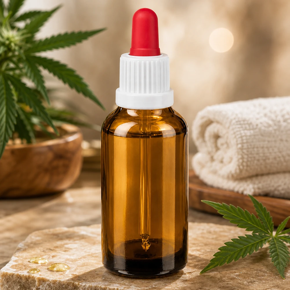 Bouteille pipette 30ml blanc/rouge OV BrownLine UT18/30 Bouteille en verre pratique de 30 ml en marron avec bouchon pipette à l'épreuve des enfants pour les cosmétiques