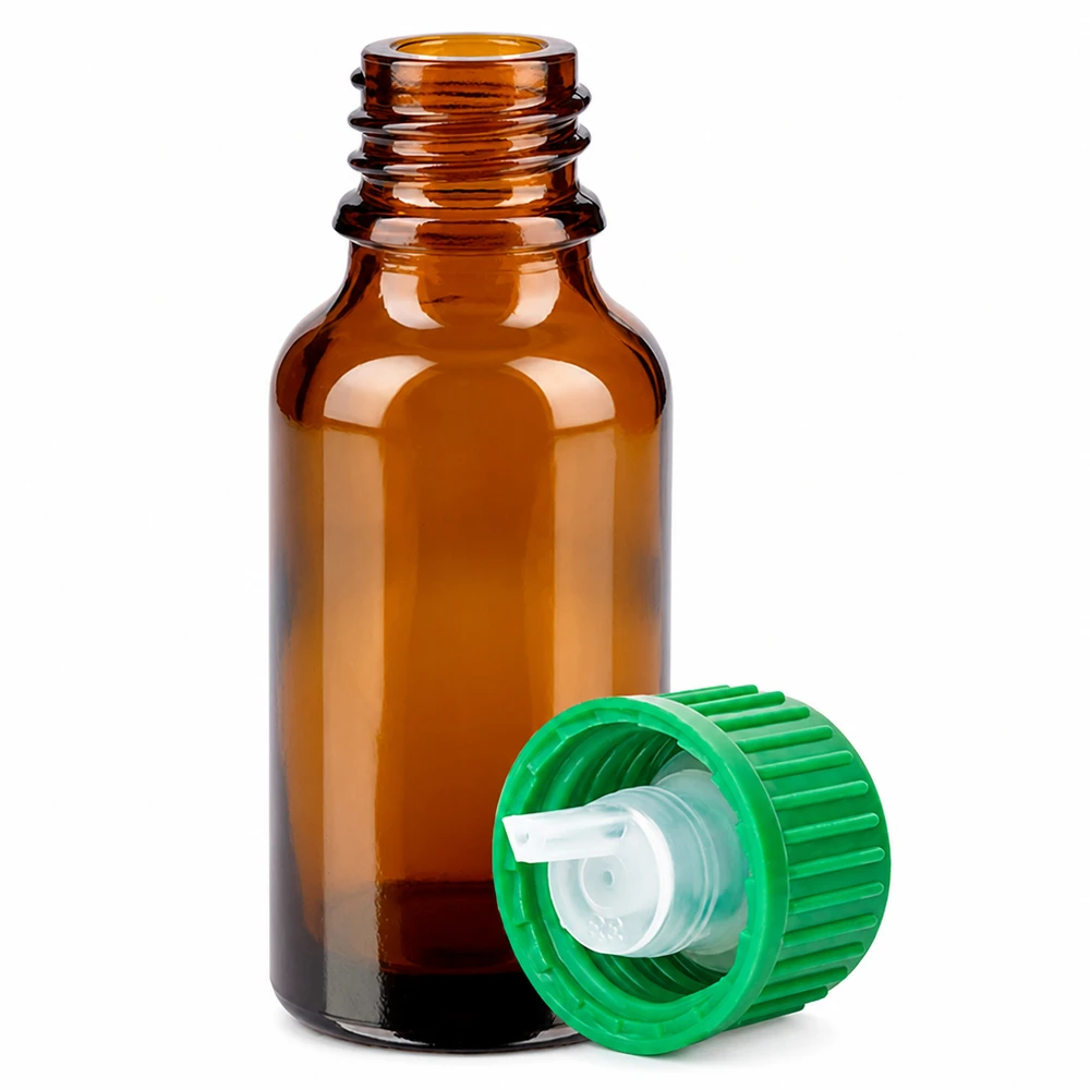 20ml Flacon compte-goutte 0.8mm vert STD BrownLine UT18/20 Flacon médical de 20 ml en verre brun anti-UV avec compte-gouttes vert pour les teintures
