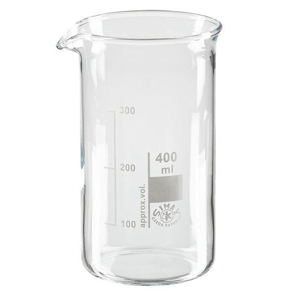 Bécher 400ml en verre borosilicate résistant à la chaleur (forme haute) Bécher 400ml en verre borosilicate résistant à la chaleur (forme haute)