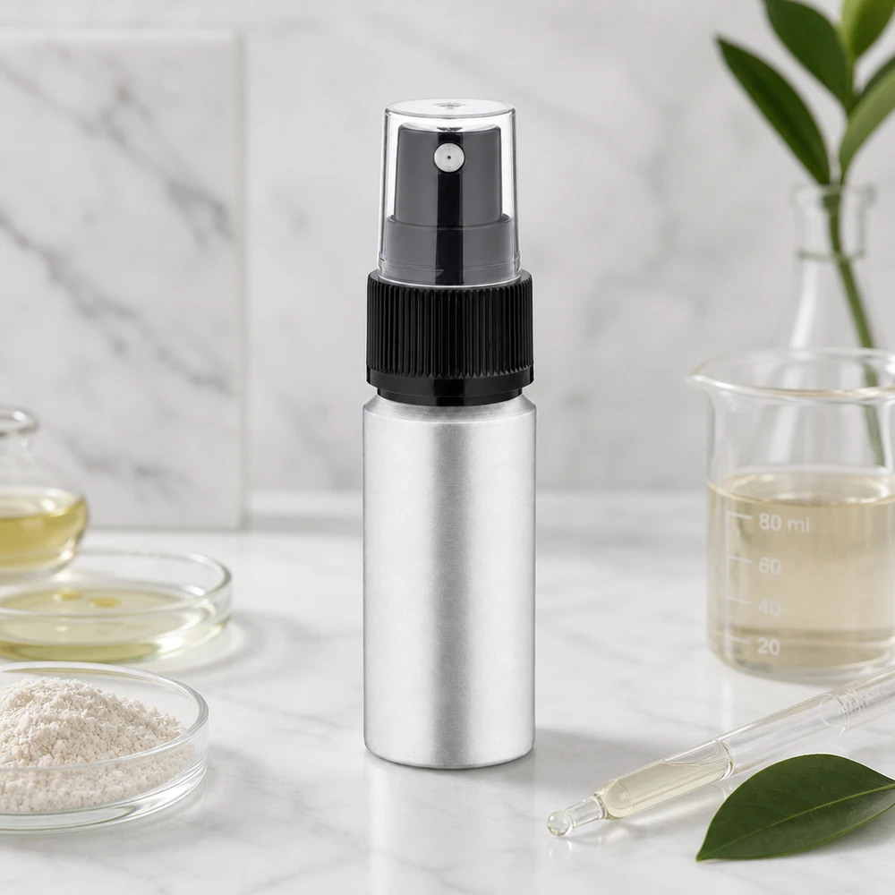 Bouteille en aluminium teinté 20 ml, avec vaporisateur à pompe noir Flacon pulvérisateur rechargeable en aluminium de 20 ml avec fine brume pour tonifier le visage