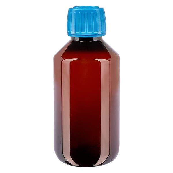 Bouteille PET 200ml avec bouchon bleu,bouchon d'inviolabilité Bouteille PET 200ml avec bouchon bleu,bouchon d'inviolabilité