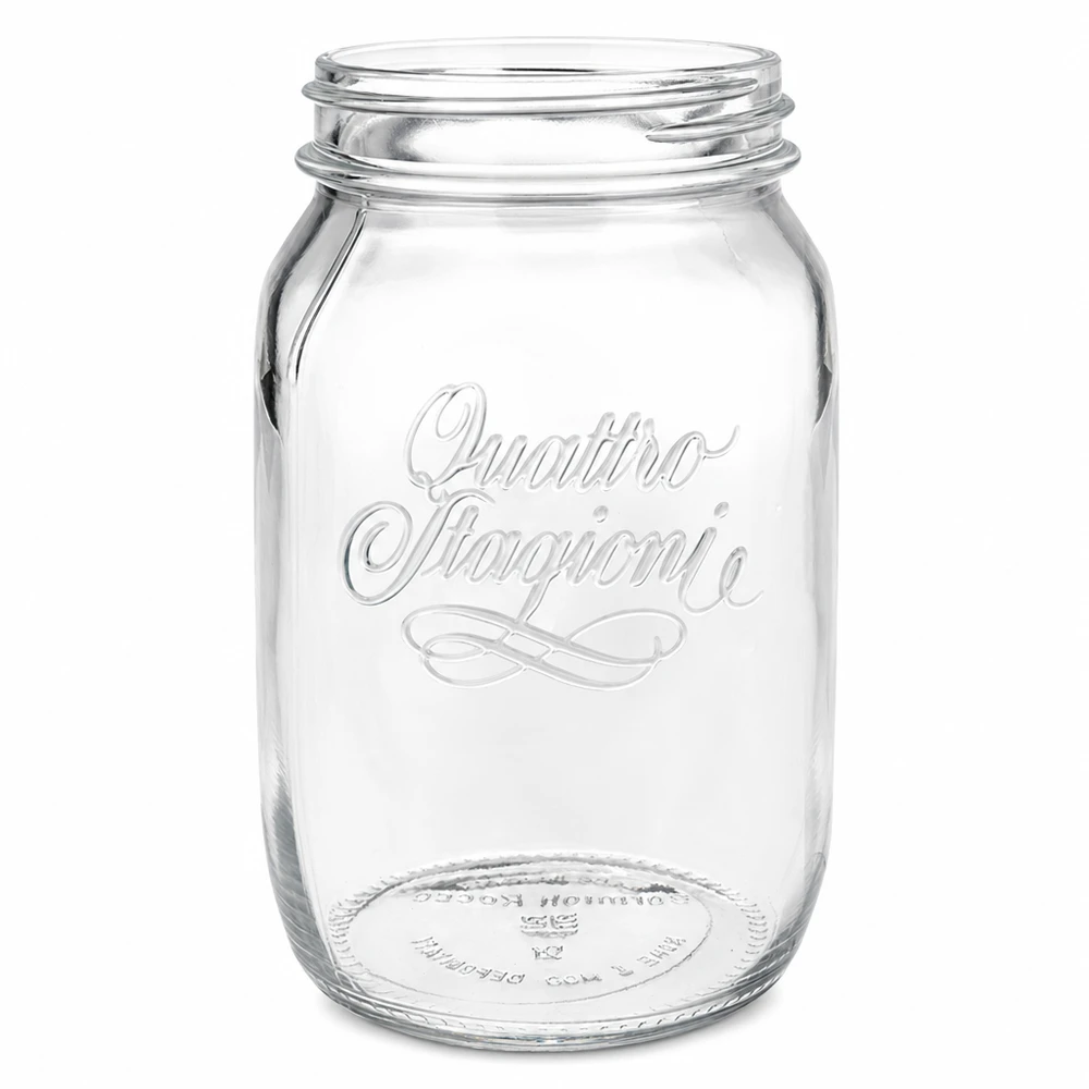 1000ml Verre rond "Quattro Stagioni" QS86mm 1000ml Quattro Stagioni Pot de conservation en verre clair avec filetage pour la conservation et le stockage