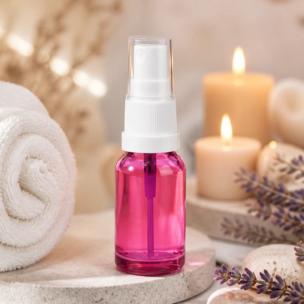 Vaporisateur 10ml blanc/transparent standard PurpleLine UT18/10 Bouteille cosmétique transparente violette de 10ml idéale pour les lotions toniques et les toners faits maison