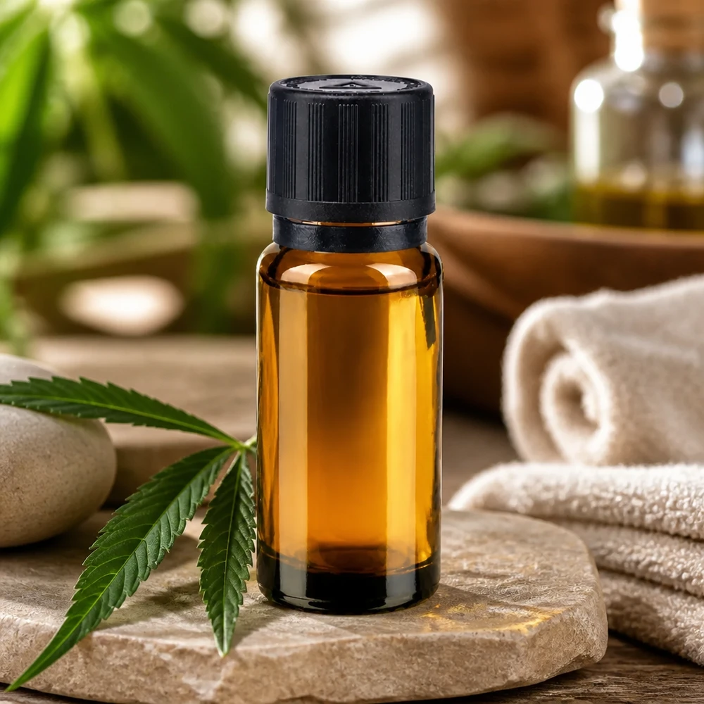 Flacon 10 ml brun avec bouchon compte-gouttes noir, sécurité Flacon de médicament en verre brun de 10 ml avec bouchon d'inviolabilité et sécurité enfant, dans un décor de spa