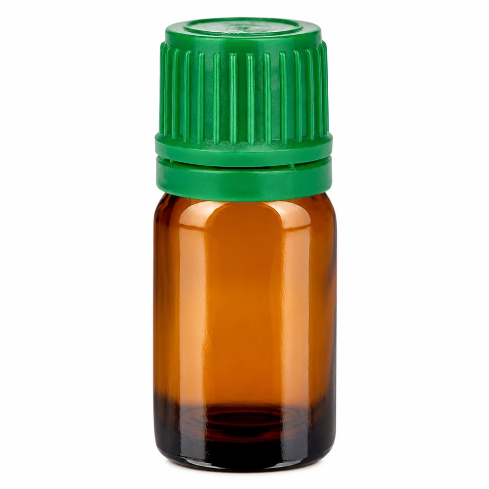 Flacon de 5ml 11mm SV vert OV BrownLine UT18/5 Flacon en verre brun de 5ml avec bouchon à vis vert pour les huiles essentielles et l'aromathérapie