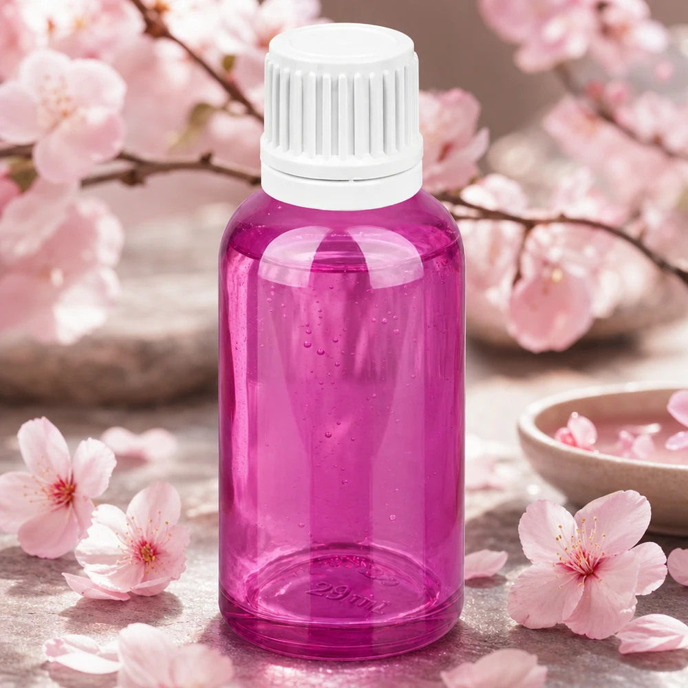 Flacon compte-gouttes violet 30ml avec filetage UT18 pour la cosmétique et la pharmacie professionnelles