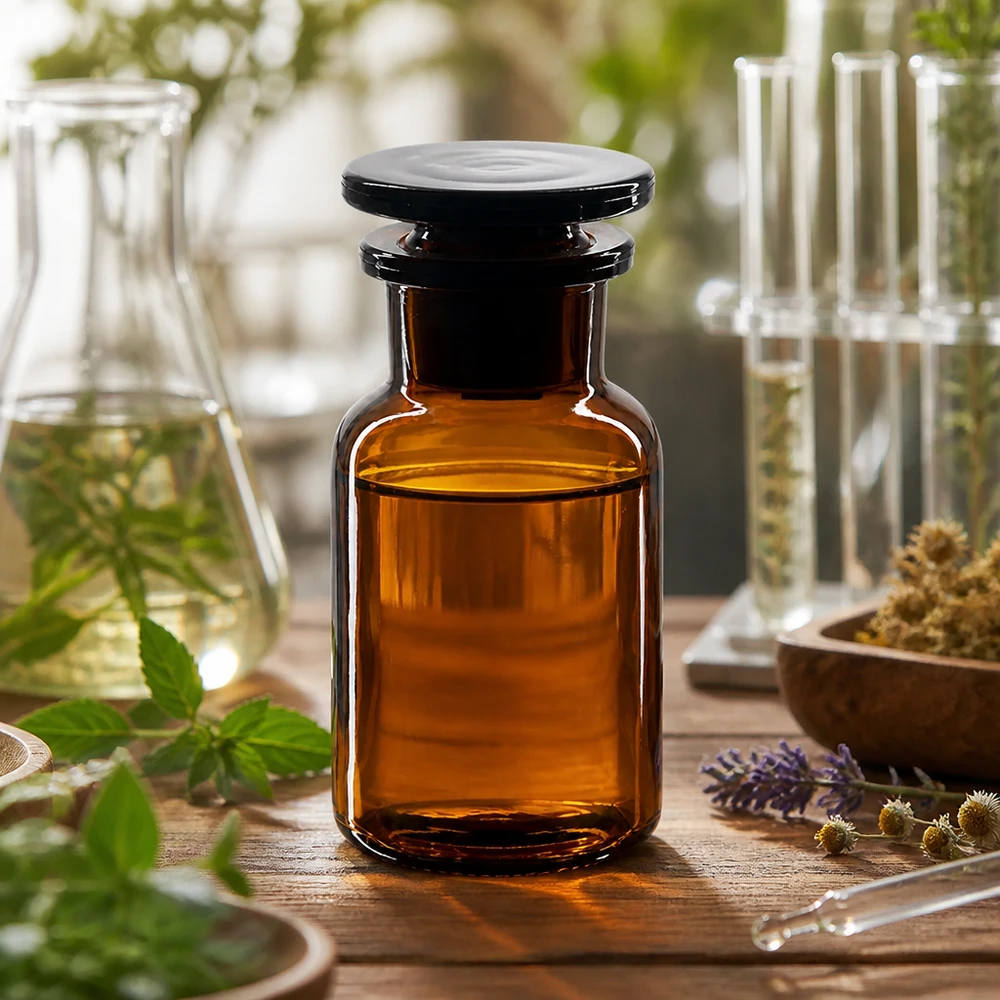 Flacon pharmaceutique 100 ml col large + bouchon verre ambré Flacon de pharmacie vintage marron, 100 ml, à large ouverture, avec bouchon en verre, pour la médecine naturelle