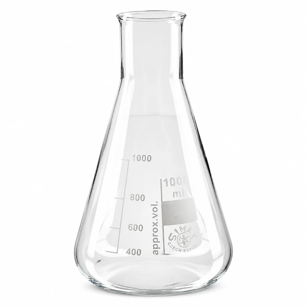 Erlenmeyer 200ml col large, verre borosilicate Erlenmeyer 200ml pour analyses et réactions chimiques avec col large pratique