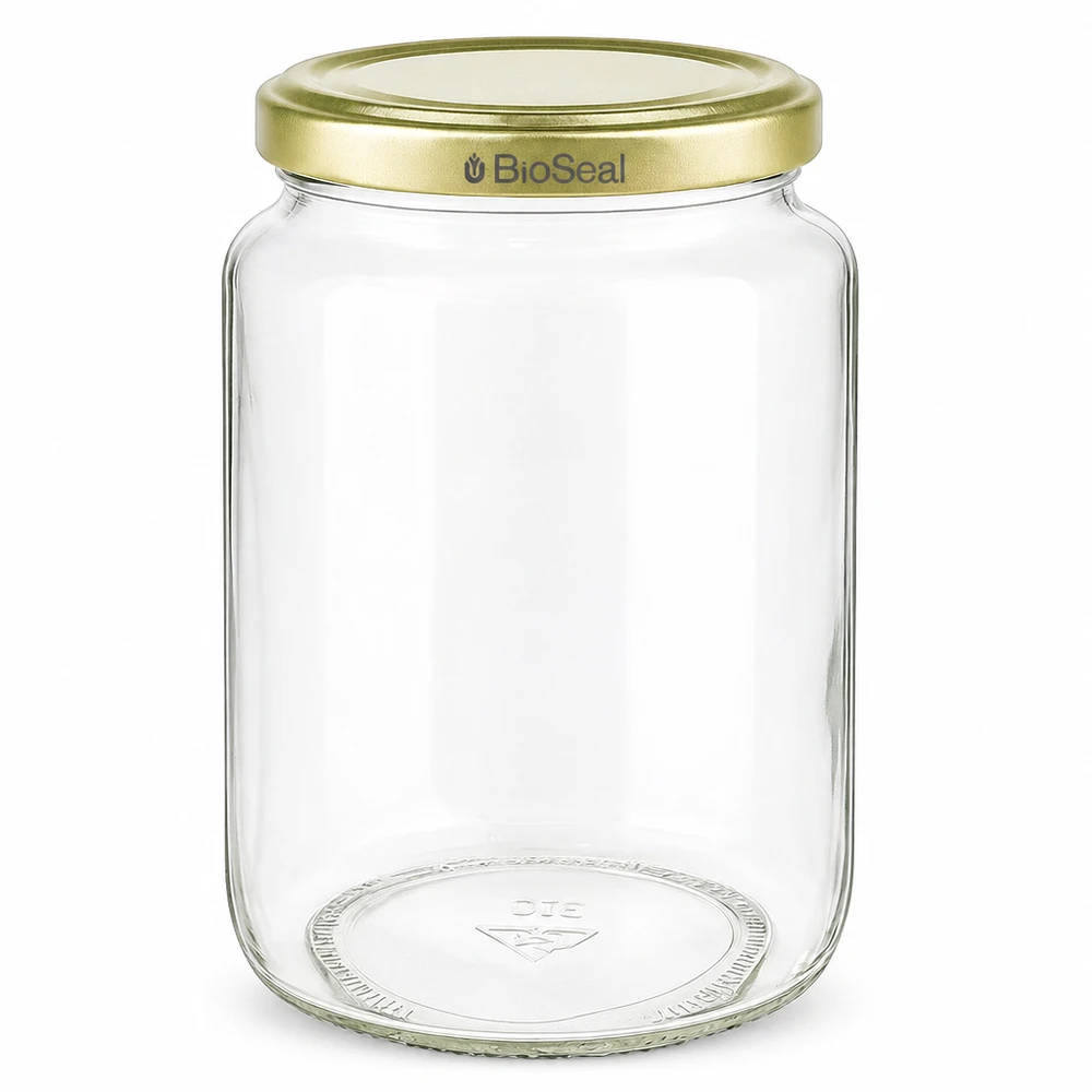 Pot à miel 1000 g avec couvercle doré BioSeal UNiTWIST 1000g pot de miel vide avec couvercle BioSeal doré pour confitures et conserves de miel en verre clair