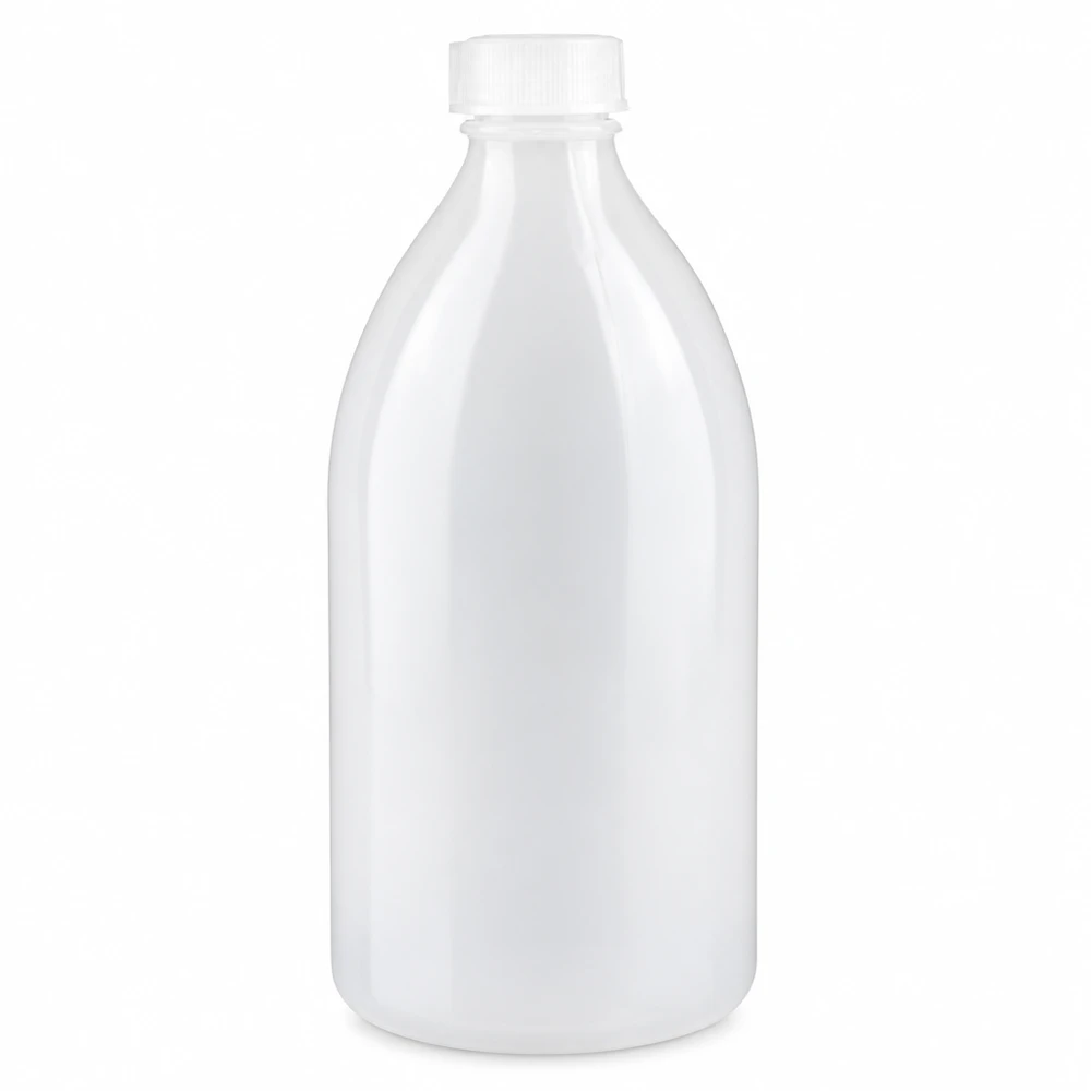 Flacon 500 ml à col étroit, avec bouchon Robuste 500ml Labor Enghalsflasche aus HDPE Kunststoff mit sicherem Schraubdeckel