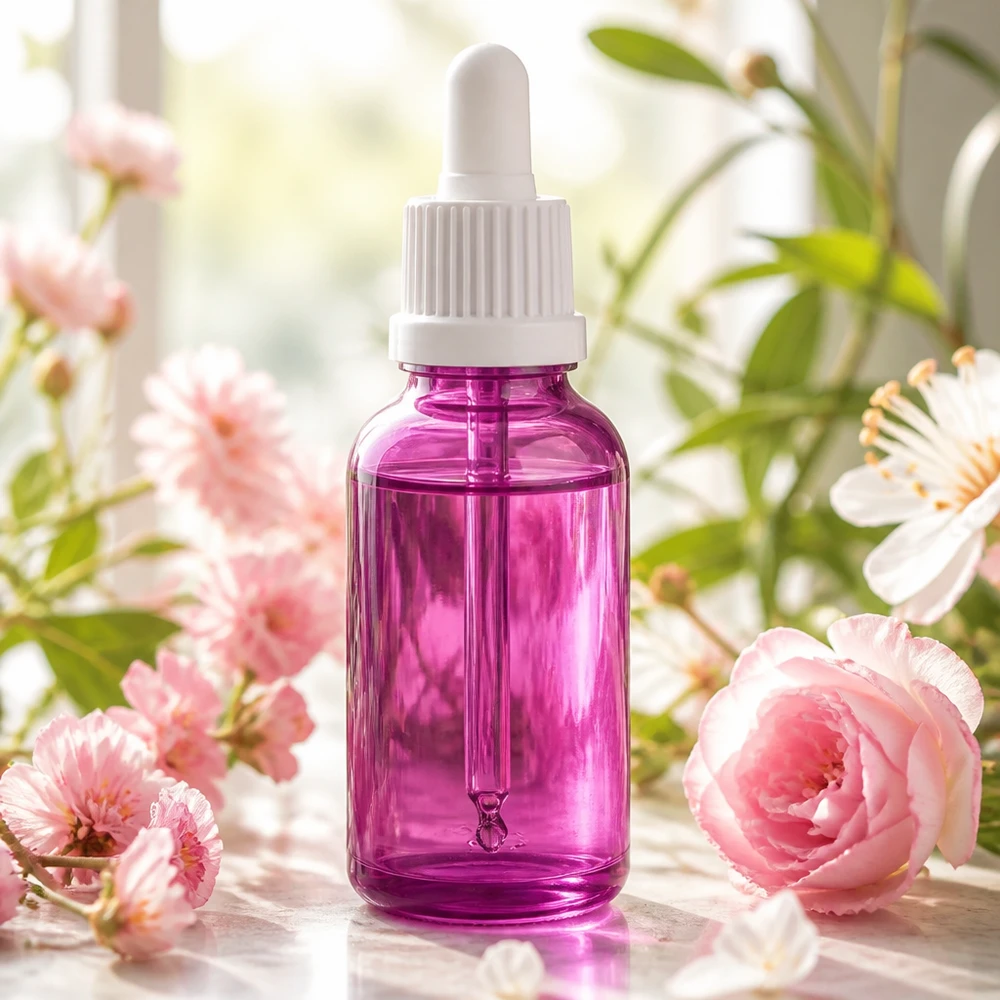 Flacon pipette 30ml blanc originalité bouchon à vis PurpleLine UT18/30 Bouteille à pipette violette de 30 ml avec pipette graduée pour un dosage exact des essences
